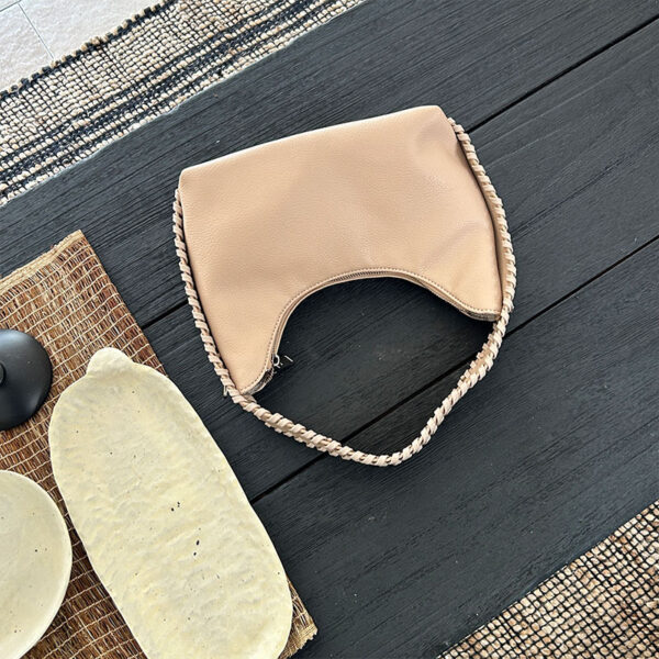 Crescent Crossbody Bag – Soft PU Leather Bucket Bag with Tassel & Stitching Details | Lightweight Daily Shoulder Bag - Image 6