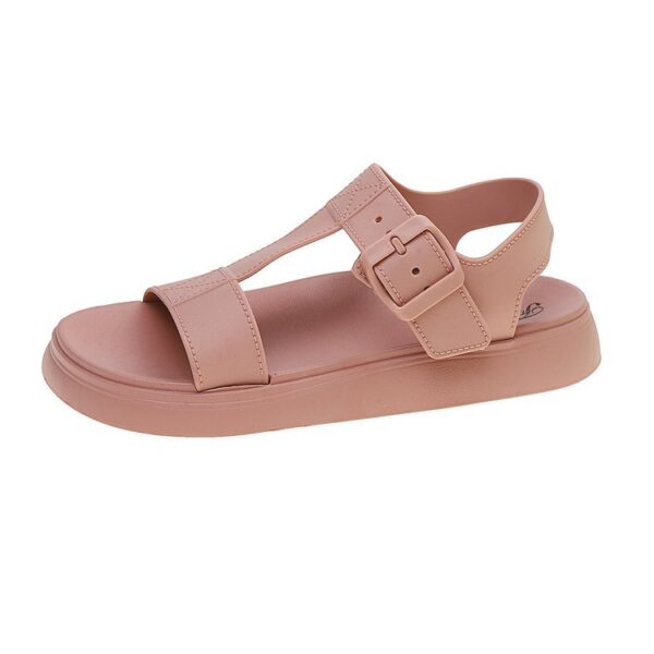 Women's I-Shaped Sandals – Fashion Buckle Strap Low-Top Shoes | PU Vulcanized Sole, Round Toe - Image 5