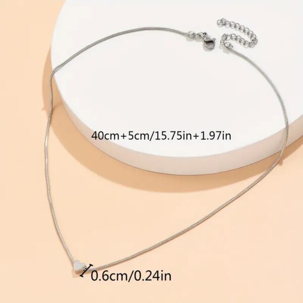 Adjustable Snake Chain Necklace – Gold & Silver Love Pendant Jewelry for Women, Electroplated Alloy Layering Piece - Image 4