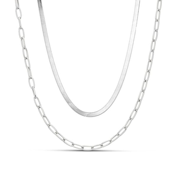 Adjustable Multi-Layer Snake Chain Necklace – Unisex Gold & Silver Electroplated Jewelry with Clip Design - Image 4