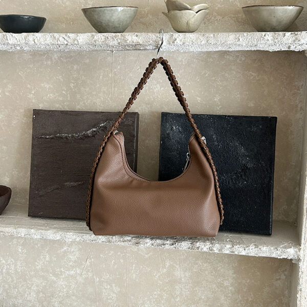 Crescent Crossbody Bag – Soft PU Leather Bucket Bag with Tassel & Stitching Details | Lightweight Daily Shoulder Bag - Image 9