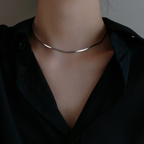 Adjustable Snake Bone Necklace – 925 Sterling Silver Plated Jewelry, White Gold Tone - Image 5