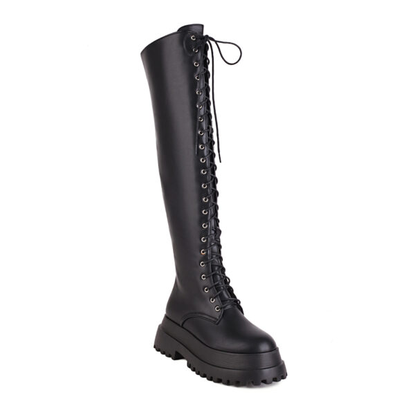 Punk Platform Boots – Over-the-Knee Lace-Up Combat Boots with Waterproof PU & Chunky Heel | Winter, Autumn, Spring - Image 7