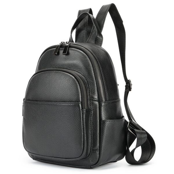 Luxury Leather Backpack – Waterproof Soft Cowhide Daypack with Anti-Theft Pockets - Image 2