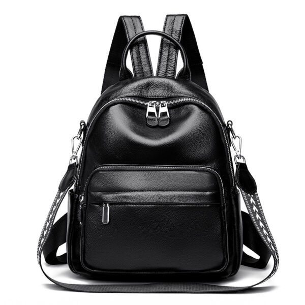 Women’s Genuine Leather Travel Backpack – Lightweight Casual Daypack with Stone Pattern, Multiple Pockets & Soft Cowhide - Image 4
