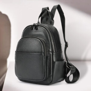 Luxury Leather Backpack – Waterproof Soft Cowhide Daypack with Anti-Theft Pockets