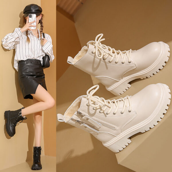 Women’s Casual Warm Ankle Boots – Round Toe PU Leather Shoes with Cotton Lining - Image 5