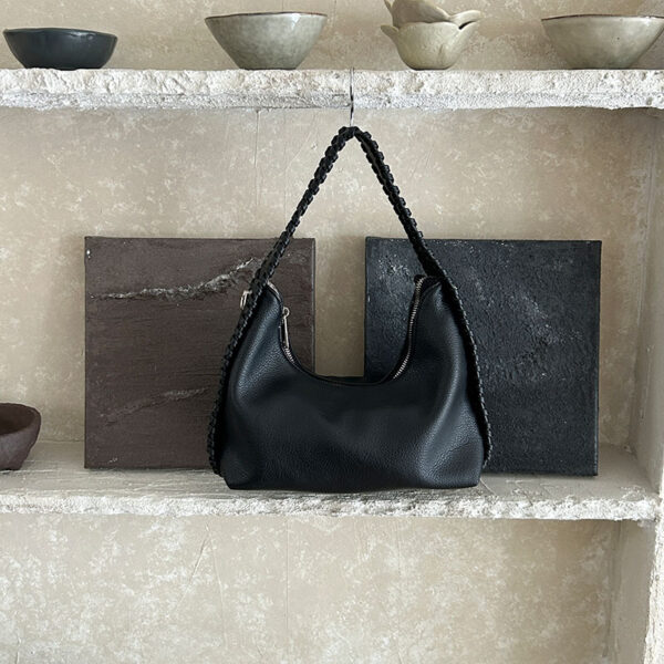 Crescent Crossbody Bag – Soft PU Leather Bucket Bag with Tassel & Stitching Details | Lightweight Daily Shoulder Bag - Image 8