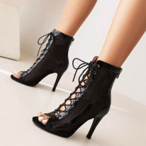 Peep Toe Strap Jazz Heels – Sexy High Heels with Pointed Toe & Cowhide Upper | TPR Sole for Dance & Evening Wear