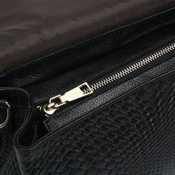 Genuine Leather Crossbody Bag – Woven Embossed Messenger Bag for Women with Multi-Compartment Design | Street Style & Daily Use - Image 2