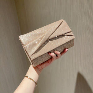 Gold Envelope Clutch – Luxury PU Hard Structured Clutch Purse with Phone Compartment & Foldable Design