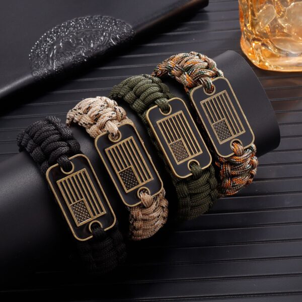 Outdoor Survival Paracord Bracelet – Unisex Adjustable Emergency Bracelet with Zinc Alloy Clasp & Artificial Leather