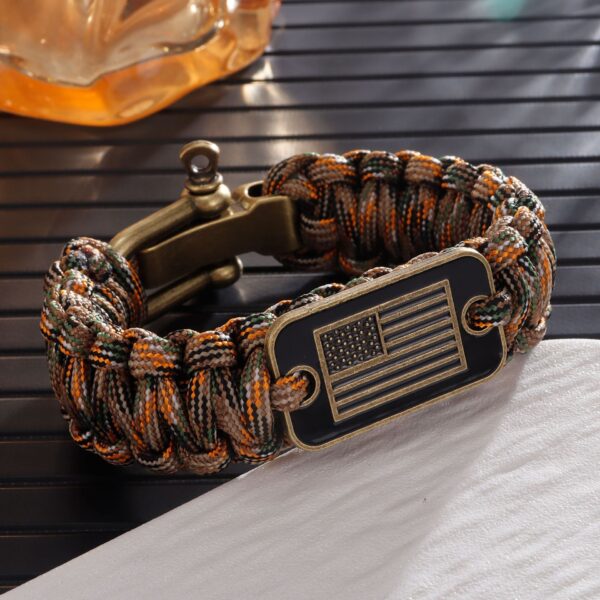 Outdoor Survival Paracord Bracelet – Unisex Adjustable Emergency Bracelet with Zinc Alloy Clasp & Artificial Leather - Image 2