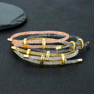 Rhinestone Mesh Star Bracelet – Sparkling Zircon Inlaid Copper Jewelry for Women & Men | Luxury Unisex Gift for Trade Shows