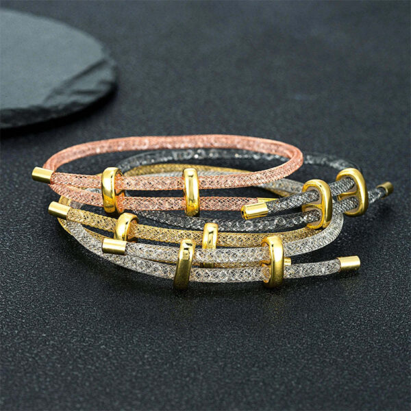 Rhinestone Mesh Star Bracelet – Sparkling Zircon Inlaid Copper Jewelry for Women & Men | Luxury Unisex Gift for Trade Shows