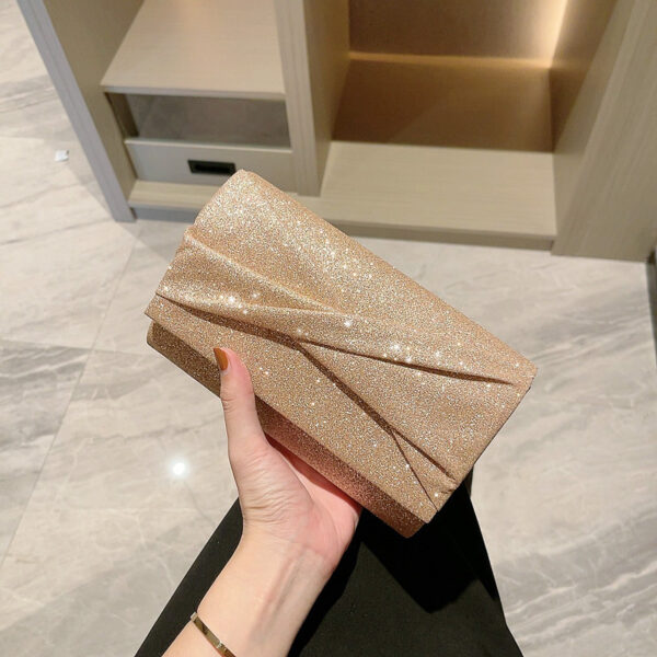Gold Envelope Clutch – Luxury PU Hard Structured Clutch Purse with Phone Compartment & Foldable Design - Image 4