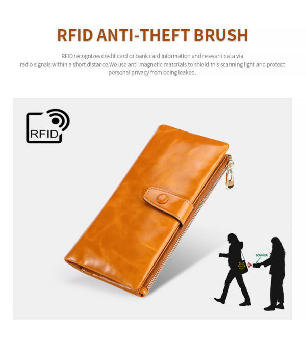 Genuine Leather Retro Women’s Wallet – Multi Card Slot Handheld Coin Purse with Lock - Image 5