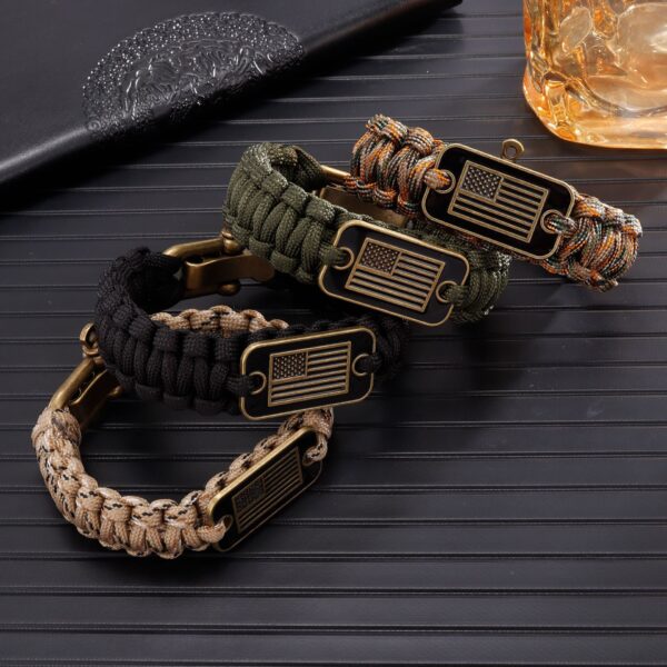 Outdoor Survival Paracord Bracelet – Unisex Adjustable Emergency Bracelet with Zinc Alloy Clasp & Artificial Leather - Image 6