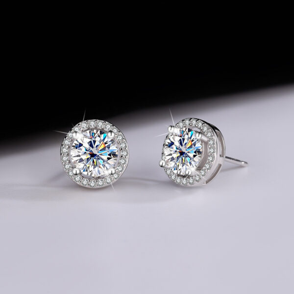 Moissanite Three-Piece Jewelry Set – S925 Sterling Silver Round Bag Necklace, Ring & Earrings with Rose & Camellia Petal Design | GRA Certified - Image 9