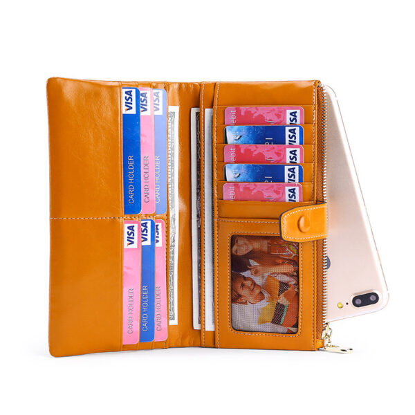 Genuine Leather Retro Women’s Wallet – Multi Card Slot Handheld Coin Purse with Lock - Image 9
