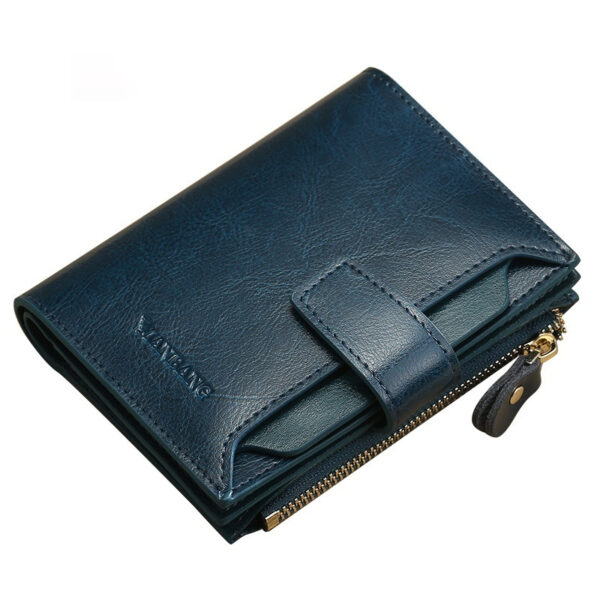 Women's RFID-Blocking Anti-Theft Genuine Leather Coin Purse – Multifunctional Organizer with Zipper Closure | Solid Color Design - Image 3