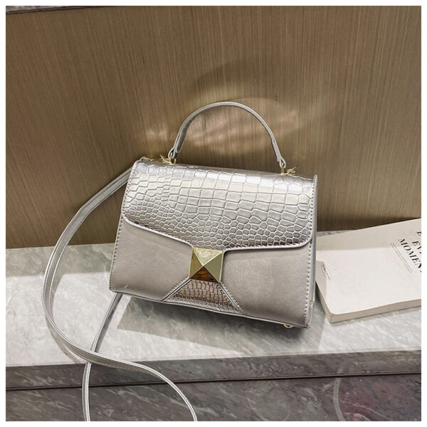 Stone Pattern & Crocodile Stitch Crossbody Bag – Women’s Medium-Soft PU Leather Shoulder Purse for Daily Use - Image 5