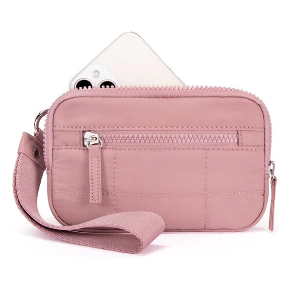 Anti-Theft RFID Wrist Wallet – Quilted Nylon Women’s Wristband Purse with Card Protection