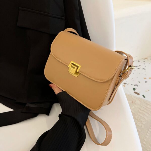 Elegant PU Leather Messenger Bag – Stylish Crossbody Shoulder Bag with Lock Detail & Sandwich Pockets - Image 5
