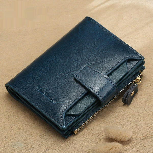 Women's RFID-Blocking Anti-Theft Genuine Leather Coin Purse – Multifunctional Organizer with Zipper Closure | Solid Color Design