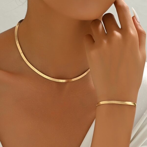 18K Gold Plated Snake Chain Jewelry Set – Adjustable Necklace, Bracelet & Anklet | Gift-Ready Layered Set - Image 2