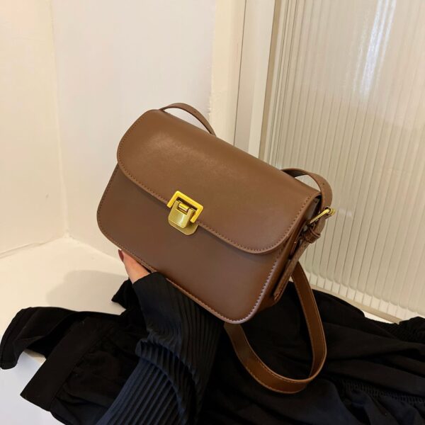Elegant PU Leather Messenger Bag – Stylish Crossbody Shoulder Bag with Lock Detail & Sandwich Pockets - Image 2
