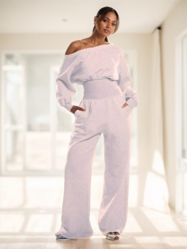 Women’s Wide Leg Jumpsuit – Cinched Waist Shoulder Jogger with Stretch Fabric | All-Season Casual Outfit