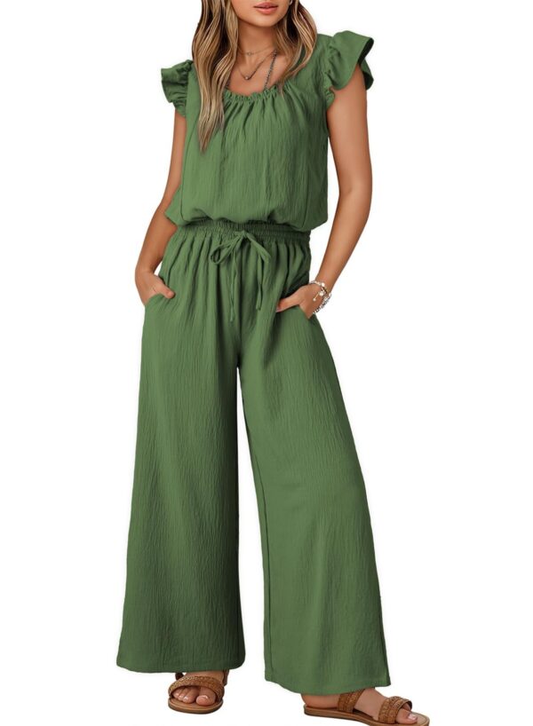Square Collar Sleeveless Jumpsuit – Pleated Wide Leg Trousers with Adjustable Belt for Elegant Commute | Ice Silk Fabric & Sizes S-2XL - Image 3