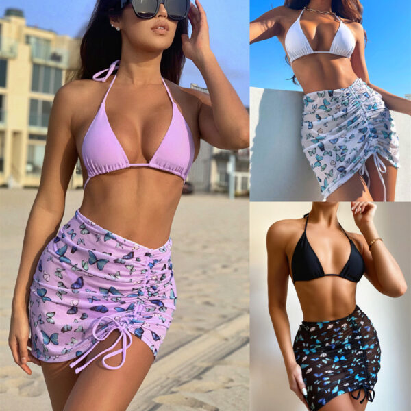 Women’s Sexy Split Swimsuit Set – 3-Piece Bikini with High-Cut Design | 80% Nylon | Sizes S-L - Image 2