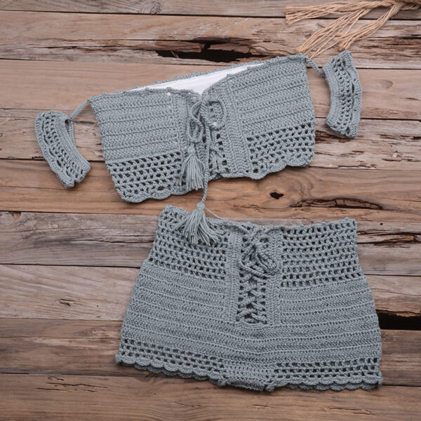 Bohemian Crochet Bikini Set – European Beach Knitted Swimwear in 6 Colors | Black, White, Red | Sizes S-L - Image 8