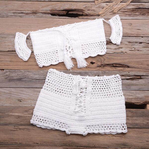 Bohemian Crochet Bikini Set – European Beach Knitted Swimwear in 6 Colors | Black, White, Red | Sizes S-L - Image 4