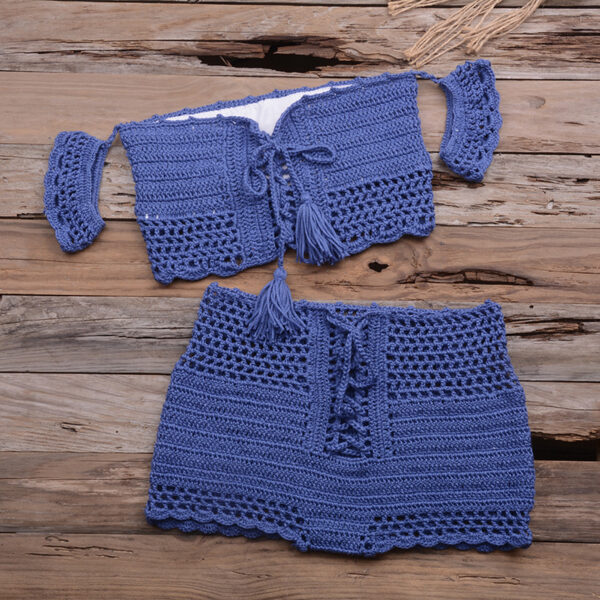 Bohemian Crochet Bikini Set – European Beach Knitted Swimwear in 6 Colors | Black, White, Red | Sizes S-L - Image 10