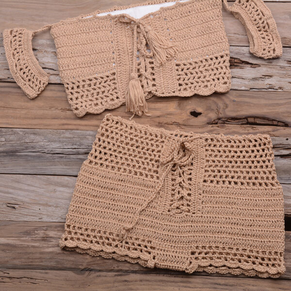 Bohemian Crochet Bikini Set – European Beach Knitted Swimwear in 6 Colors | Black, White, Red | Sizes S-L - Image 7