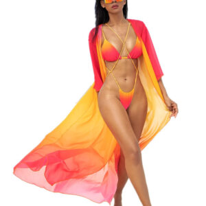 Women's Gradient Color Bikini Set – Sexy Tie-Front Split Swimwear | Multi-Colored