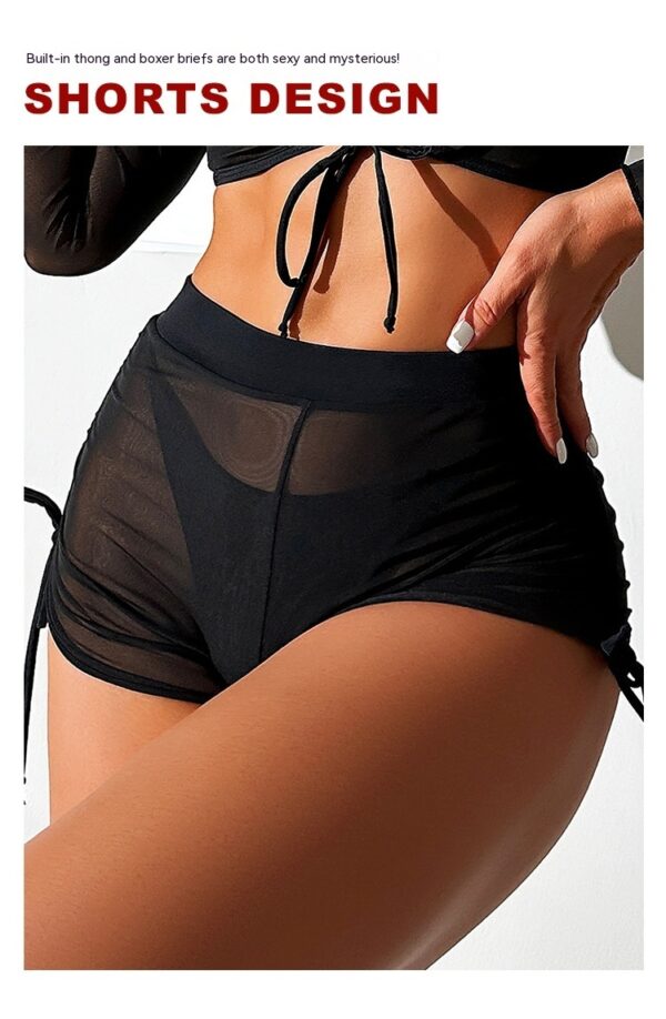Women’s Black Mesh Bikini Set – 4-Piece Long Sleeve Swimwear for Swimming & Beach Sports | Sizes S-XL - Image 7