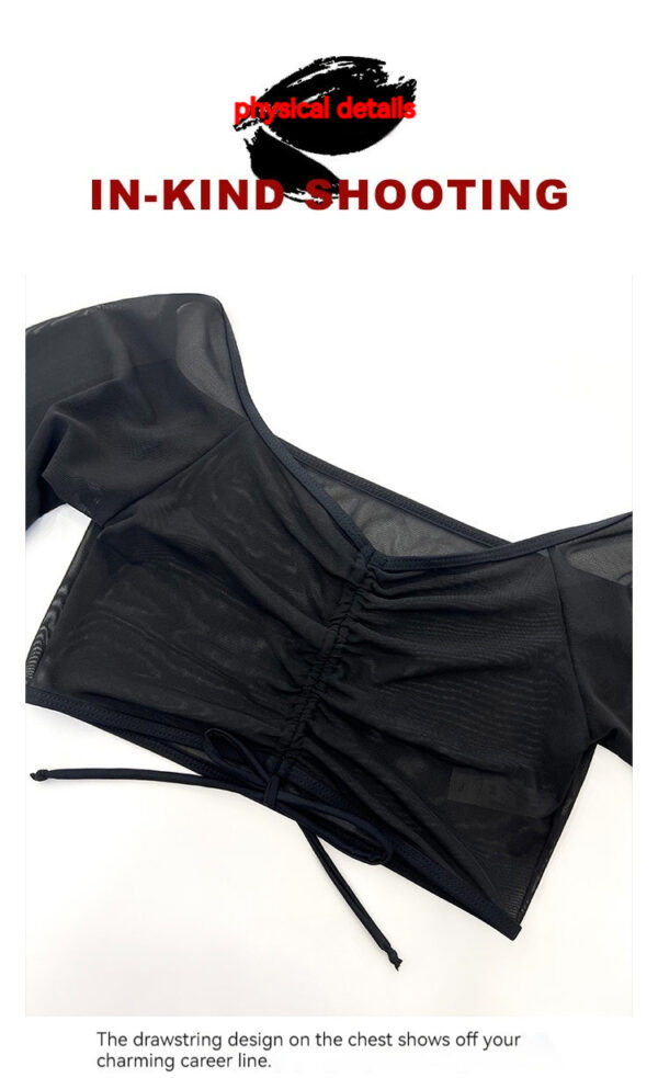 Women’s Black Mesh Bikini Set – 4-Piece Long Sleeve Swimwear for Swimming & Beach Sports | Sizes S-XL - Image 10