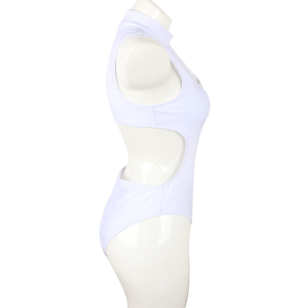 Women’s Zipper Front One-Piece Swimsuit – High-Cut Nylon Swimwear with Cotton Lining | Sizes S-XL - Image 2
