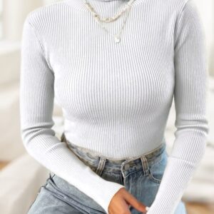 Minimalist Long Sleeve Knit Sweater – Lightweight Polyester Pullover for Everyday Comfort | Regular Fit