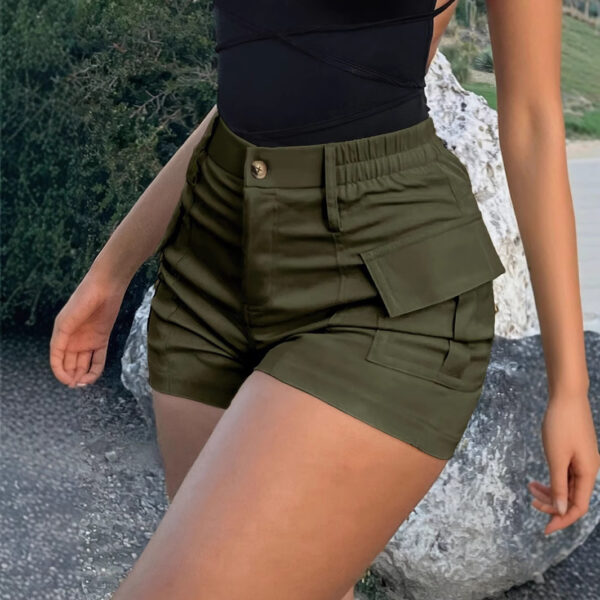 Women’s American Casual Short Shorts – Cotton Blend Multi-Pocket Tight Fit in Khaki, Red, Green, Black & Brown