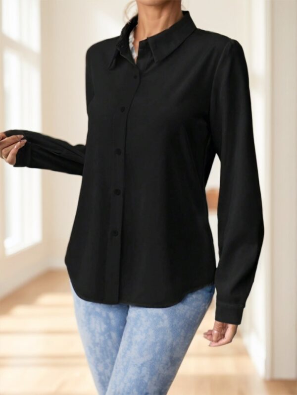 Women’s Semi-Sheer Long Sleeve Shirt – Lightweight Polyester Top for Layering & Versatile Styling - Image 3