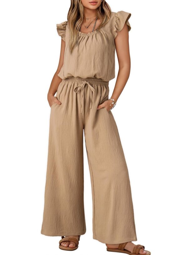 Square Collar Sleeveless Jumpsuit – Pleated Wide Leg Trousers with Adjustable Belt for Elegant Commute | Ice Silk Fabric & Sizes S-2XL - Image 4