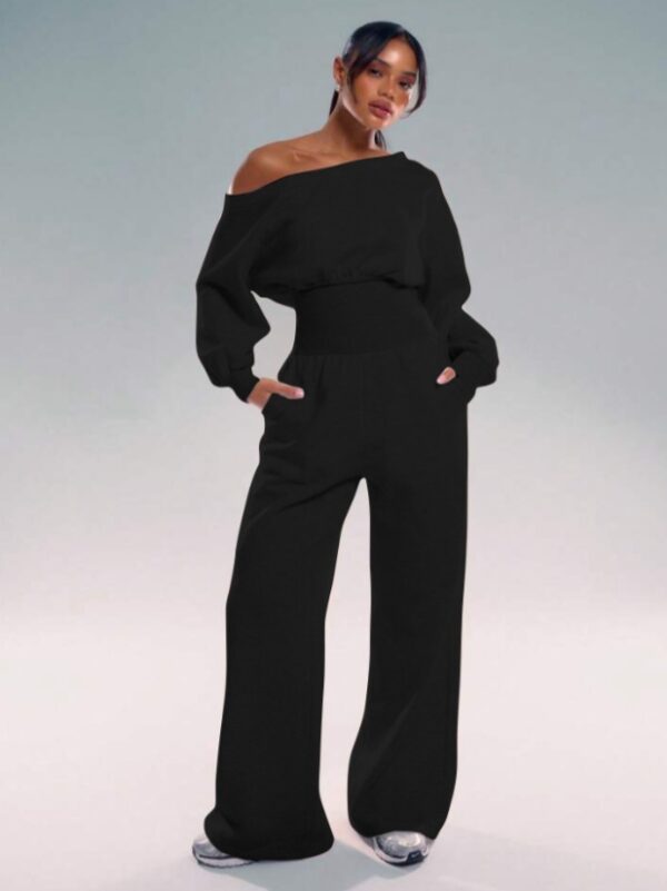Women’s Wide Leg Jumpsuit – Cinched Waist Shoulder Jogger with Stretch Fabric | All-Season Casual Outfit - Image 2