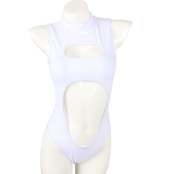 Women’s Zipper Front One-Piece Swimsuit – High-Cut Nylon Swimwear with Cotton Lining | Sizes S-XL - Image 3