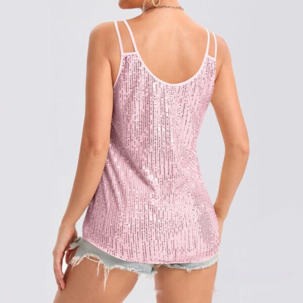 Sequined V-Neck Party Vest – Slim Fit Single Strap Top | 10 Colors - Image 7