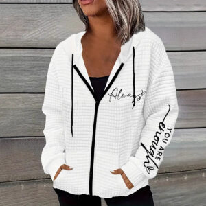 'You Are Enough' Zipper Sweater – Cozy Polyester Hug for XL-5XL Queens (Yes, That’s You!)
